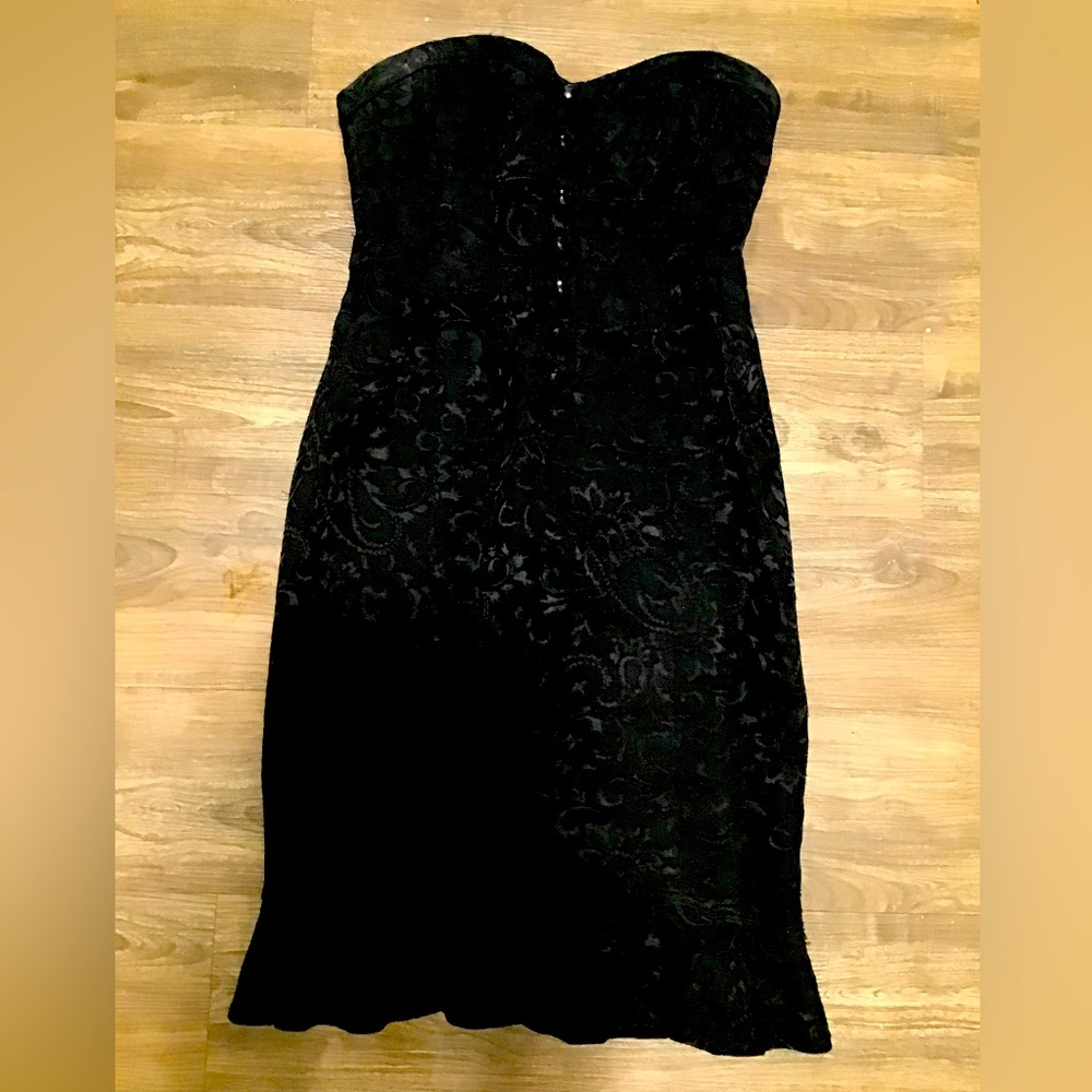 Black dress brocade print